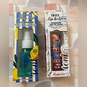 Ioni Dewy Glow Setting Mist & Tinted Lip Balm — Green & Burgundy Packaging